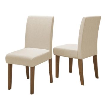 Conjunto Com 2 Cadeiras Estofada Sala de Jantar Trieste Siena Cedro / Areia Dobuê