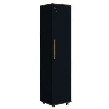 Armário Multiuso Para Quarto Com Chave e Rodízios 1 Porta Lune Preto J&A