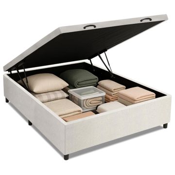 Cama Box Baú Base Casal para Colchão de 1,38m Sintetico Branco Prince