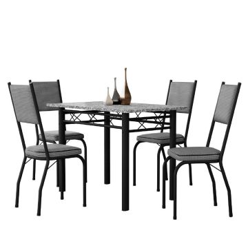 Conjunto Sala De Jantar Mesa Tampo Granito 1,20m Com 4 Cadeiras Diana Artefamol