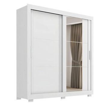 Guarda Roupas Casal com Espelho 2 Portas de Correr 4 Gavetas Siena