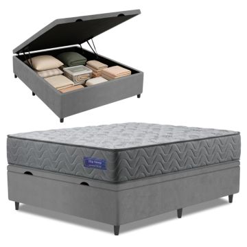 Cama Box Baú Colchão Casal Molas Ensacadas Atlanta 138x188x63cm Apolo