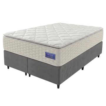 Cama Box Queen Colchão Ortopédico Atena Molas Ensacadas Pillow Top 158x198x76cm Hip Sleep