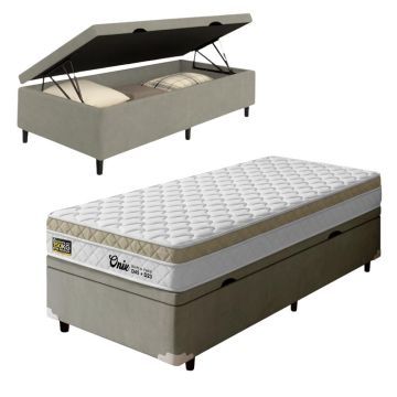 Cama Box Baú Solteiro Espuma Ortopédica Onix D45 88x188x61cm Hellen - Suporta até 150 kg