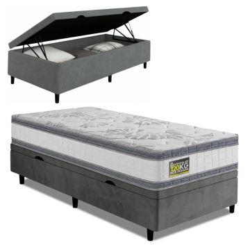 Cama Box Baú Colchão Molas Ensacadas D33 Double Face Hellen - Suporta até 120 kg