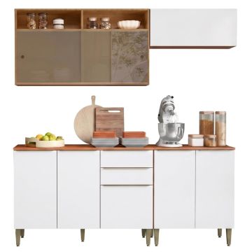 Armário de Cozinha Completa 8 Portas 2 Gavetas 100% MDF Reflecta Clara