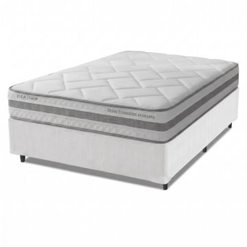 Cama Box Casal Molas Ensacadas Prisma 138x188x60cm Herval Cinza / Branco - Suporta até 110 kg por pessoa