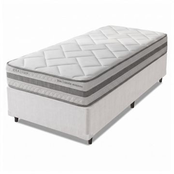 Cama Box Solteiro Molas Ensacadas Prisma 88x188x60cm Herval Cinza / Branco - Suporta até 110 kg