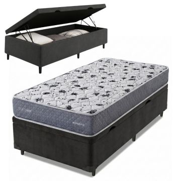 Cama Box Baú Solteiro Double Face AG65 Eclipse 88x188x61cm Herval - Suporta até 150kg