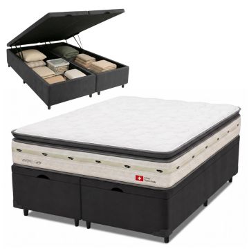 Cama Box Baú Queen Molas Ensacadas Orion 158x198x73cm Herval - Suporta até 150 kg por pessoa